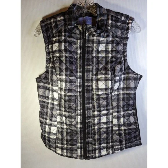 Laura Scott Jackets Coats Laura Scott Vest Plaid Puffer